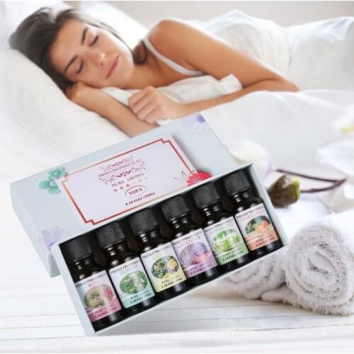 6PCS 10ml Flower Fruit Essential Oil for Diffuser Aromatherapy Oil Relieve Stress Organic Body Pour Oil Skin Care TSLM1