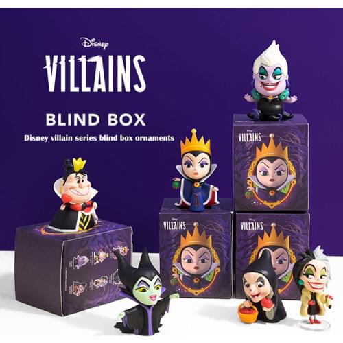 Original Disney Blind Box Maleficent PVC Anime Figure Toys Villains Series Evil Queen 6 Types Dolls for Children Christmas Gifts