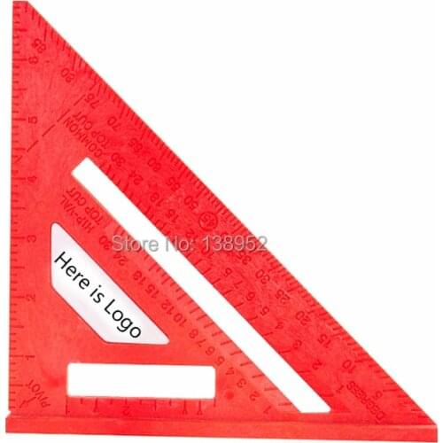 7inch Red Multifunction ruler 45 degrees 90 degree plastic square ruler ABS Triangle woodworking angle square ruler