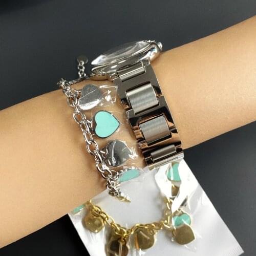 Fashion Stainless Steel Bracelet For Women Charm Bead Heart-Shaped Bracelet Beads Ladies Gifts Women Jewelry Bracelet Gift Party