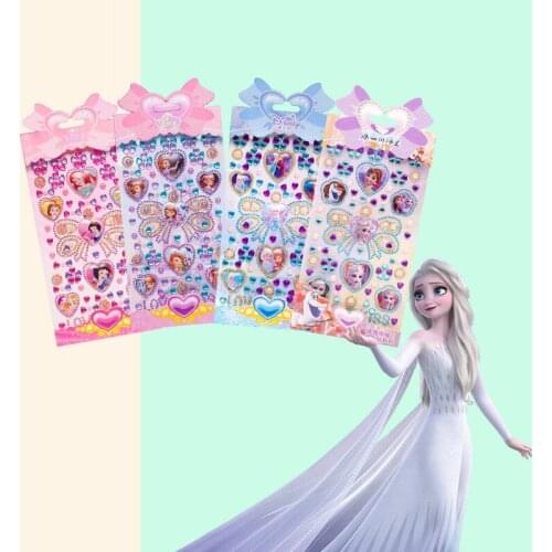 Cartoon Disney Frozen 2 Diamond Stickers Snow White Sofia Princess DIY 3D Sticker Decor For Baby Girls Play House Crystal Toys