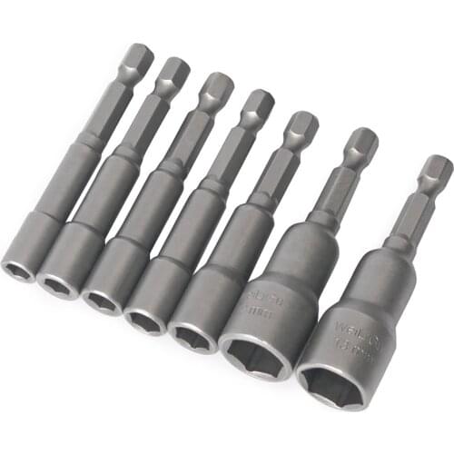4mm-24mm Hex Socket Sleeve Bit Nut Driver Set for Power Drills Impact Drivers Hand Drills Tools Parts Length 65mm