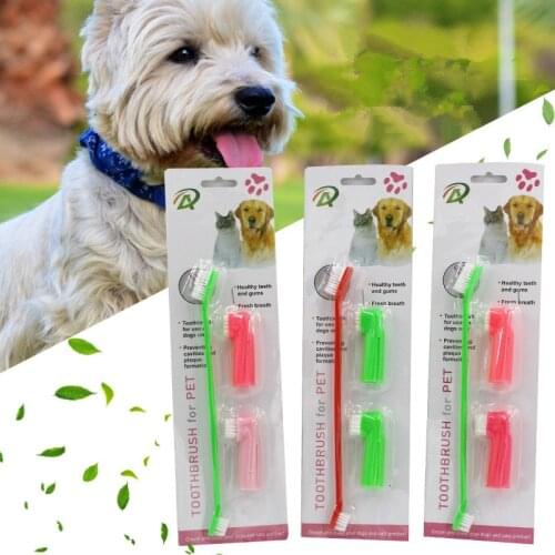 Double Head Pet Finger Toothbrush Set 2 Brush Free Environmental Protection Silicone Glove for Dog Cats Clean Teeth Pet Supplies