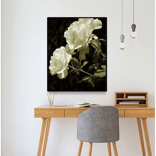 White Rose Poster Wall Art Scandianvian Flower Canvas Painting Nordic Style Picture Fashion Modern Home Decor For Living Room