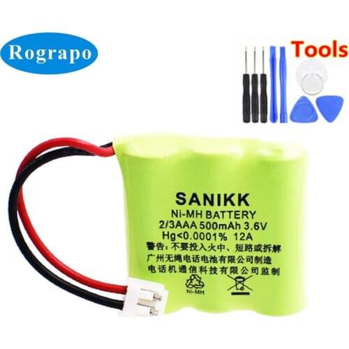 New 3.6V 500mAh 2/3AAA Full Replacement Battery For Philips TD-6816A TD-6816L TD-6815L Accumulator 2-wire Plug Batterie+tools