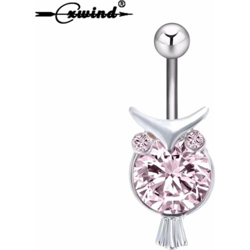 Cxwind Sexy Owl Snake Dangling Navel Belly Button Rings Belly Piercing Crystal Surgical Steel Woman Body Barbell Jewelry