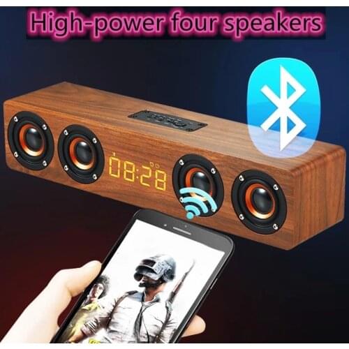 Portable soundbar bluetooth speaker AUX acoustic system 20W HIFI stereo music surround LED display outdoor speaker with FM Radio