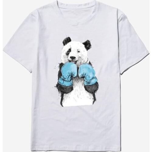 Arrivals Fashion Panda Fighter Printed men Tshirt Casual Design Kawaii Sweet Loose T-shirts Women T Shirts Cotton