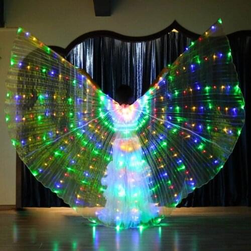Belly Dance LED Isis Wings Colorful Belly Dancing Accessory Popular Stage Performance Props Wings With Sticks 360 LED Lights