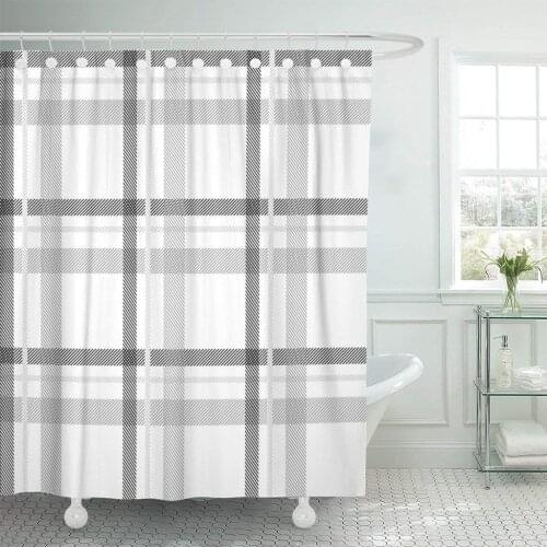 Gray Plaid Stripped Pattern Grey Black Diagonal White Abstract Shower Curtain Waterproof Polyester Fabric 72 x 72 Inches