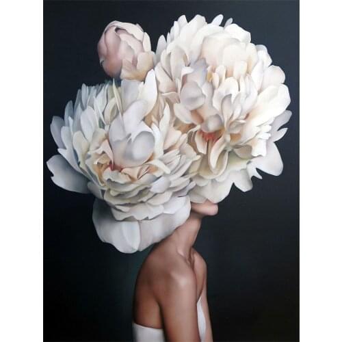 Flower Women Printed Water-Soluble Canvas 11CT Cross-Stitch DIY Embroidery Patterns DMC Threads Knitting Painting Decor