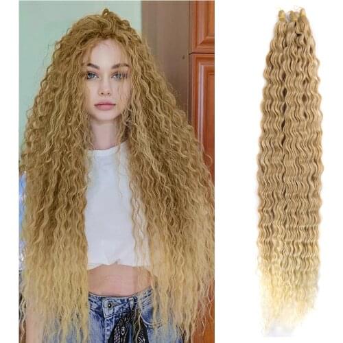 Water Wave Crochet Hair Braids Extensions Synthetic Goddess Braiding Hair Bulk For Women Golden Blonde Brown 613 All Color Wig