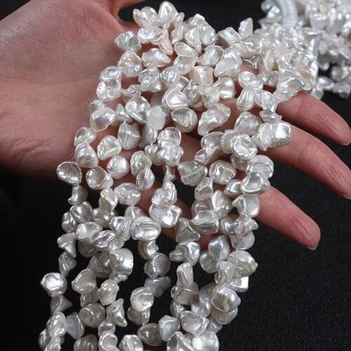 High Quality White Natural Freshwater Pearl Irregular Shape Keshi Bead Strand For Jewelry Making