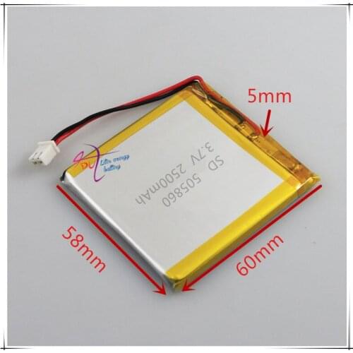 XHR-2P 2.54 2500mAh 505860 3.7V polymer lithium ion battery 506060 Rechargeable batteries