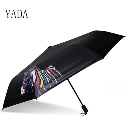 YADA High Quality ins Black Water Discoloration Zebra Umbrella Rain Women Umbrella For Womens Windproof Folding Umbrellas YS013