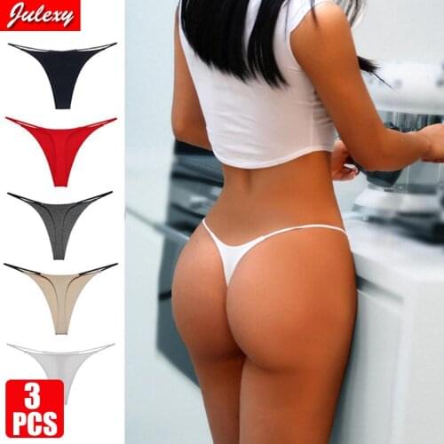 3pcs/pack Julexy Women G-string S M L XL XXL Plus Size Bikini Thongs Sexy Underwear Panties Seamless Female Thongs