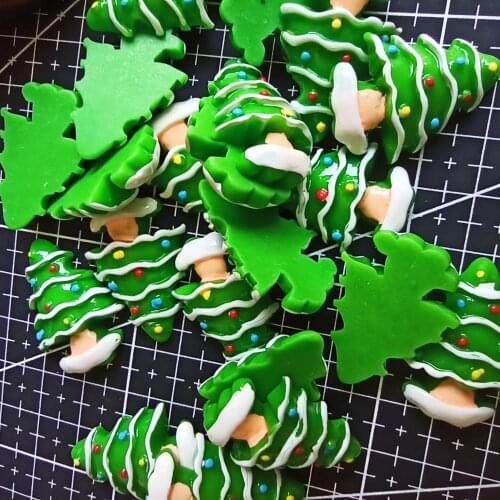 1pcs/lot resin flat back black DarkCyan Christmas tree 31mm Scrapbook Embellishment DIY Phone Decoration