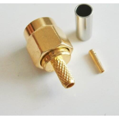 1X Pcs RP-SMA RPSMA RP SMA Male Crimp for RG316 RG174 RG179 LMR100 Cable Plug Gold Plated Coaxial RF Connector Adapters