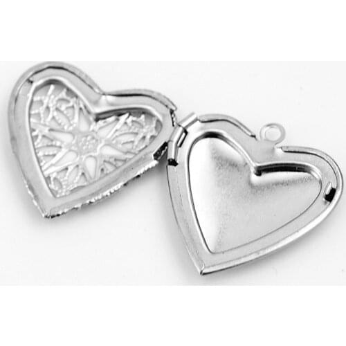 Diy necklace charms heart hollow out box pendant pomander Sachet ellipse oval box stainless steel pendant small box charms 10pcs