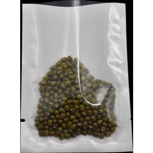 200pcs/lot 8*12cm Front Transparent / White Plastic Package Bag Heat Sealable Open Top Plastic Vacuum Packing Poly Storage Bag