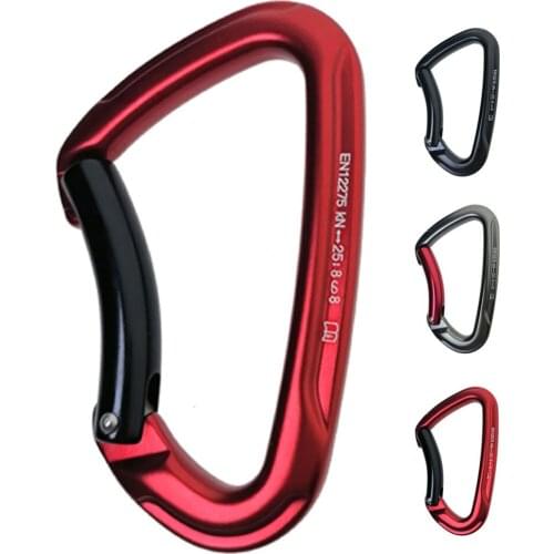 25KN Rock Climbing Bent Quickdraw Carabiner Aluminum alloy Lock Outdoor Tree Climbing Caving Equipment