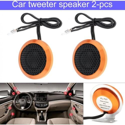 2pcs 25mm 60W Universal High Efficiency Mini Car Dome Tweeter Stereo Speakers for Car Audio System