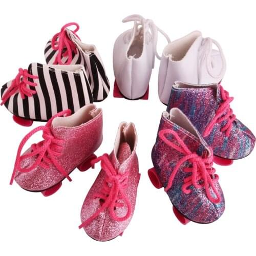 43 cm baby dolls Shoes roller skates Pulley shoe Baby toys fit American 18 inch Girls doll g216