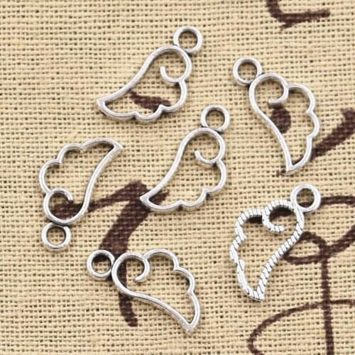 50pcs Charms Cloud Angel Wings 17x8mm Antique Silver Color Pendants DIY Necklace Crafts Making Findings Handmade Tibetan Jewelry