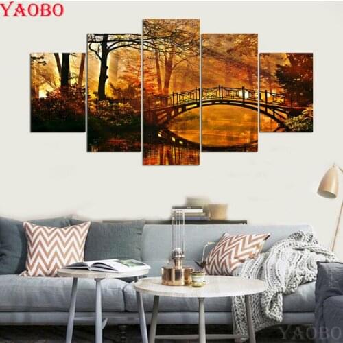 5 pcs 5D DIY Diamond Painting Autumn Scenery For Bedroom Living Room 3D Rhinestone Embroidery Cross Stitch Mosaic Full Drills