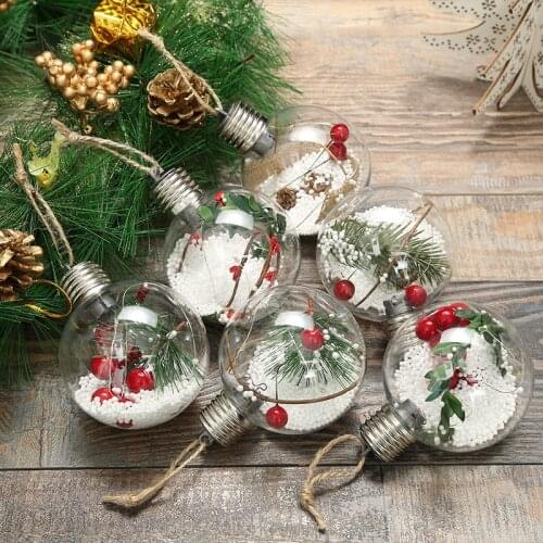 8cm Transparent Christmas Ball Pendant Christmas Tree Decoration New Year 2022 Xams DIY Gifts Ornaments Navidad 2021 Home Decor
