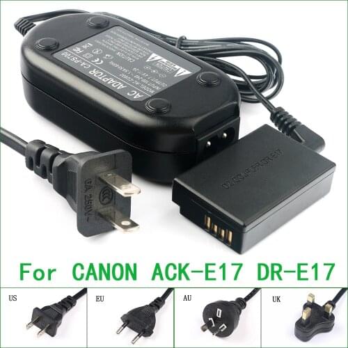 ACK-E17 DR-E17 DC Coupler LP-E17 Dummy Battery AC Power Adapter Charger For Canon EOS M3 M5 M6 M6 Mark2 ii ACKE17