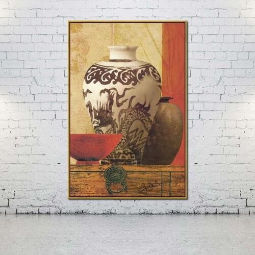 Artcozy Oil Canvas Painting flower vase For Home Decoration Wall Art