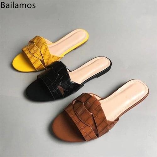 Bailamos 2021 Women Female Beach Flip Flops Brand Slippers Summer Open Toe Flat Casual Sandal Slides Outdoor Big Size 42