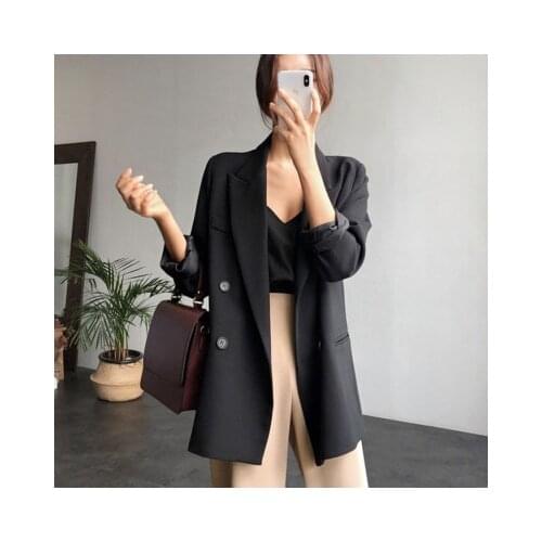 Women Black Blazers Suit Loose British Style Autumn Fashion Blazer Oversize Feminino Womens Blazers Long Sleeve Business Chic