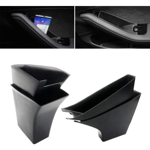 4 Pieces Car Side Door Storage Box for Tesla Model 3 2018 Modification Handle Cover Phone Auto Parts