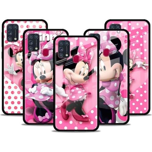 Minnie Disney Mouse Cute for Samsung Galaxy S21 Ultra A71 A51 4G 5G A91 A81 A41 A31 A21 A11 A01 Tempered Glass Phone Case