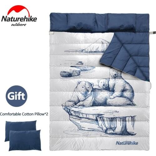 Naturehike Double Sleeping Bag Separable Into 2 Single Sleeping Bags With 2 Pillows Comfortable Breathable Camping Sleeping Bag