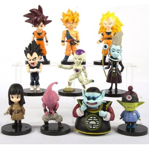 10pcs Dragon Ball Anime Action Figure Goku Gohan Goten Vegeta Frieza Broly Model Decoration Toy Gift Xmas Halloween