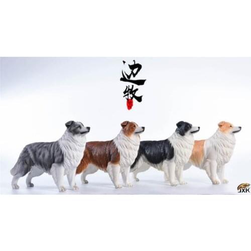 JxK 1:6 Scale Border Collie Borderllie Dog Pet Healing Figure Canidae Animal Collector Toy Resin Desktop Decoration Gift