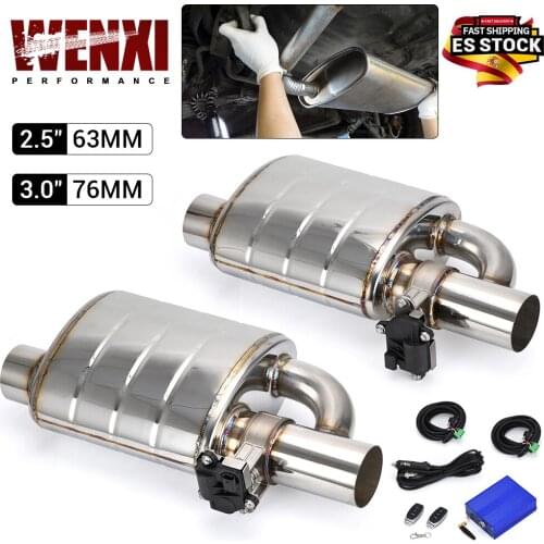 2.5" 3" Slant Outlet Tip Inlet Variable Exhaust Muffler Double Inlet / outlet With Electrical Exhaust Cutout Remote Control 2in1