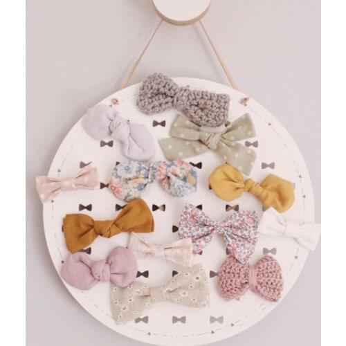 INS Nordic Wooden Baby Hair Clip Holder Kids Room Decoration Wall Hanging Ornament Girls Bowknot Hairpin Storage Organizer Props