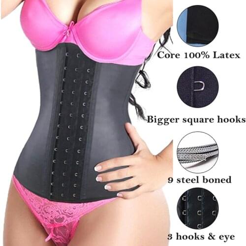 Waist Trainer Corsets 9-Steel-Bone belly underwear Latex Sport Girdle Hourglass Body Shaper Long Torso Cincher Weight Loss