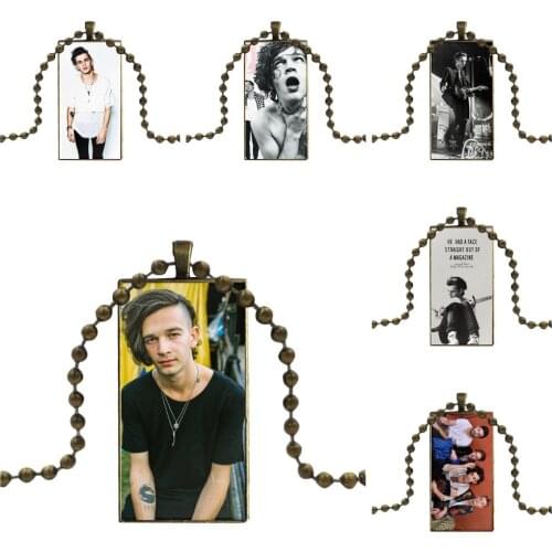 Matt Healy The 1975 White Back For Girls Handmade Gift Glass Cabochon Pendant Necklace Rectangle Fashion Necklace