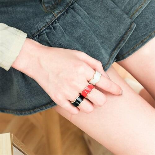 Fashion Simple Design Sea Wave Rings For Women Girl Finger Jewelry Rings Red Black Ocean Surf Finger Rings Accessori