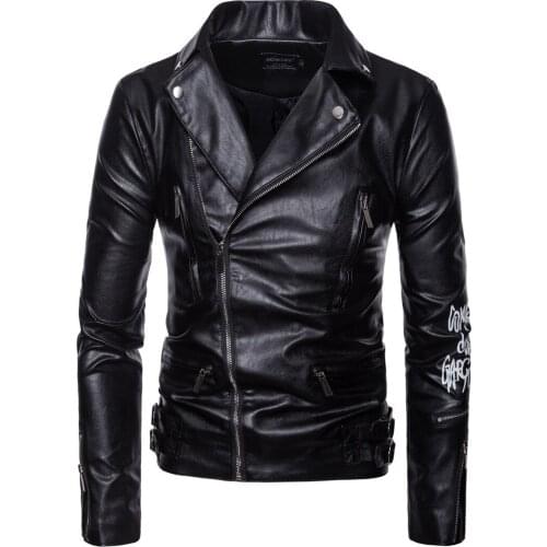 2021 Men Motorcycle Leather Jacket Pocket Black Zipper Lapel Slim Fit Male Spring Autumn High Quality PU Coat Large Size S-5XL