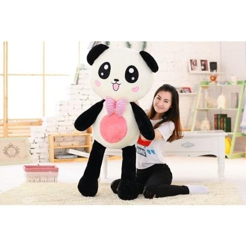 Stuffed plush toy large 120cm gaint panda plush toy with bowtie soft doll throw pillow christmas gift b1476