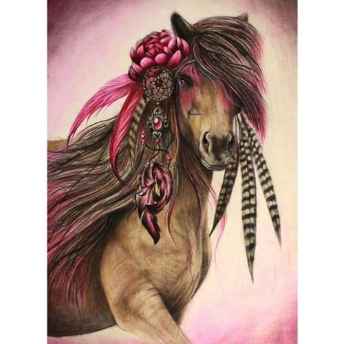 5D Diy Diamond Painting Kit Animal Horses Full Round Drill Diamond Embroidery Mosaic Cross Stitch Home Decoration Gift