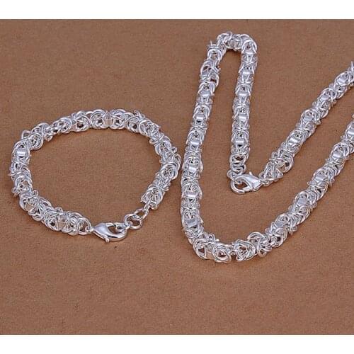 Silver plated set, fashion Jewelry set Dragon Head And Shrimp Lock ads LKNSPCS029