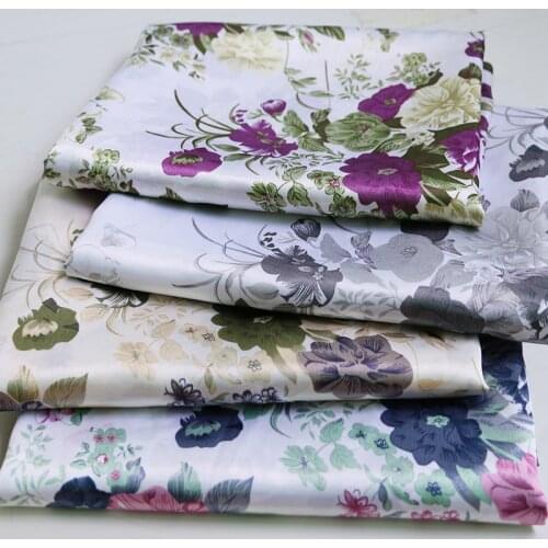 By Meter Vintage Floral Satin Fabric Soft Gown Shirt Scarf Lining Material Soft
