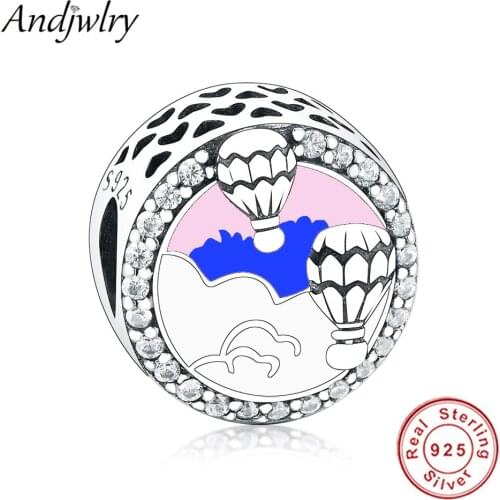 Fit Original Pandora Charms Bracelet 925 Sterling Silver Beads Hot Air Balloon Trip Charm DIY Jewelry Women Berloque 925 Silver